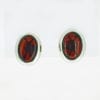 14 x 10 mm Oval Cherry Amber Set In Sterling Silver Stud Earrings