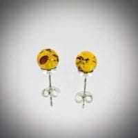 7 mm Round Ball Cognac Amber Stud Earrings