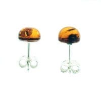 7 mm Round Cognac Amber Stud Earrings