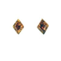 11 x 8 mm Diamond Shape Cognac Amber Stud Earrings