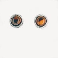 6 mm Round Cherry Amber Set In Sterling Silver Stud Earrings