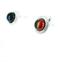 6 mm Round Cherry Amber Set In Sterling Silver Stud Earrings