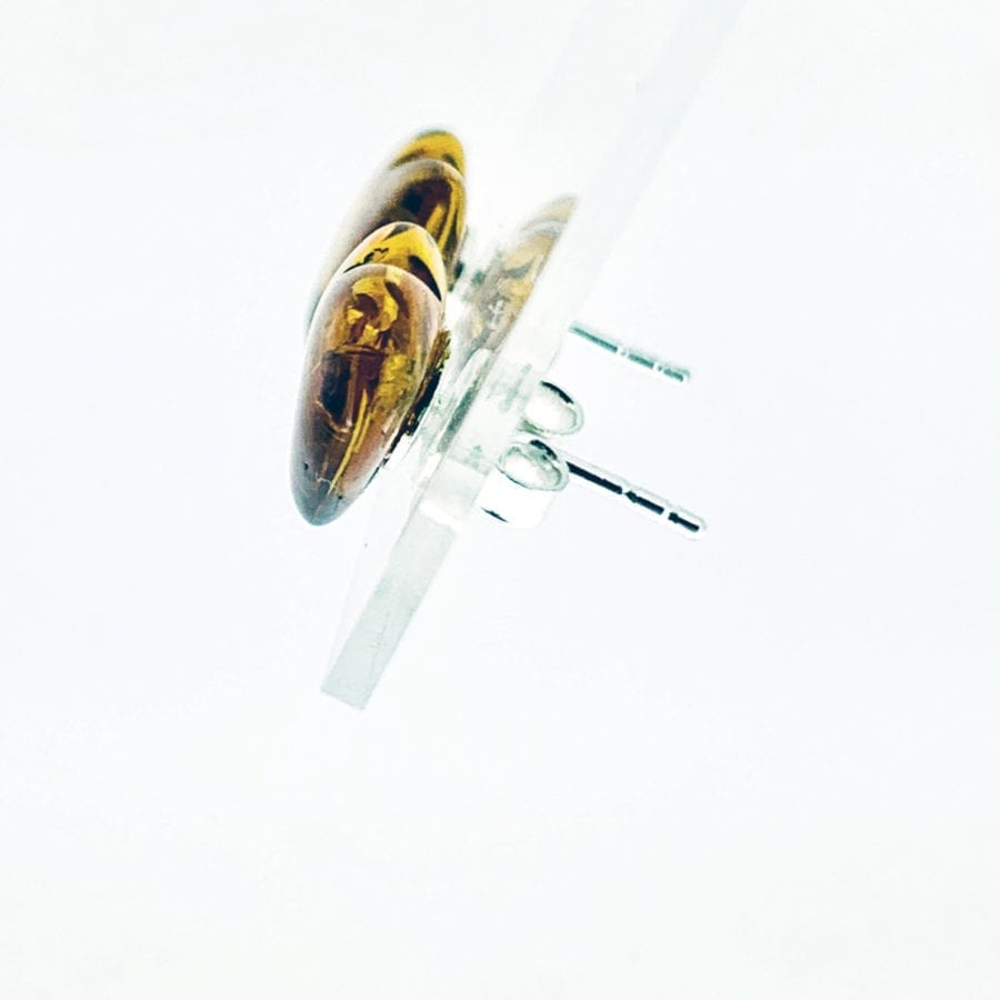 Heart Shape Cognac Amber Post Earrings - Image 3