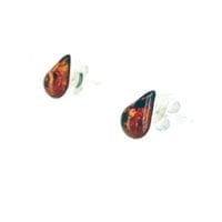 9 x 6 mm Tear-Drop Shape Cognac Amber Stud Earrings