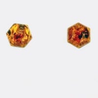 6 mm Hexagon Shape Cognac Amber Stud Earrings