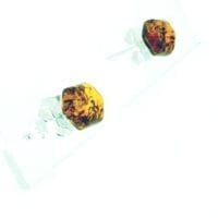 6 mm Hexagon Shape Cognac Amber Stud Earrings