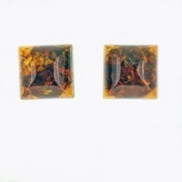 12 mm Square Shape Dark Cognac Amber Post Earrings