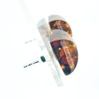12 mm Square Shape Dark Cognac Amber Post Earrings