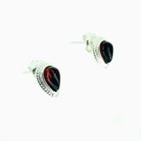 6 x 4 mm Tear-Drop Shape Cherry Amber Stud Earrings