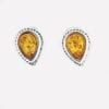 6 x 4 mm Tear-Drop Shape Cognac Amber Stud Earrings