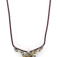 Hand-Crafted Cognac Amber Set In Vermeil Necklace
