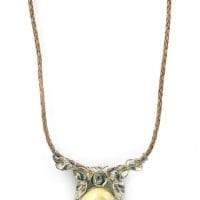 Hand-Crafted Butterscotch Amber Set In Vermeil Necklace