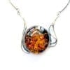 One Of A Kind Large Cognac Amber Set In Sterling Silver Necklace