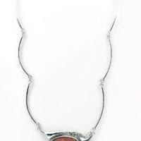 Cognac Amber  Set In Sterling Silver Necklace