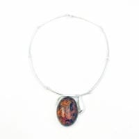 Cognac Amber  Set In Sterling Silver Necklace
