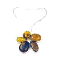 5-piece Cognac Amber Flower Necklace