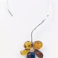 5-piece Cognac Amber Flower Necklace