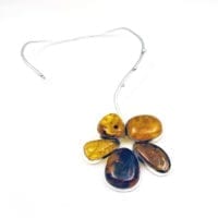 5-piece Cognac Amber Flower Necklace