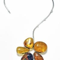 5-piece Cognac Amber Flower Necklace