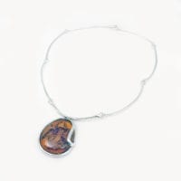 Cognac Amber  Set In Sterling Silver Necklace