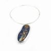 Greenish Cognac Amber  Set In Sterling Silver Necklace