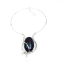 Cherry Amber Set In Sterling Silver Necklace