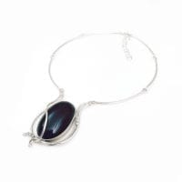Cherry Amber Set In Sterling Silver Necklace