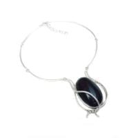 Cherry Amber Set In Sterling Silver Necklace