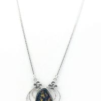Green Amber  Set In Sterling Silver Necklace
