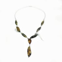8-Stone Natural Green Amber Y Necklace