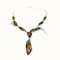 8-Stone Natural Green Amber Y Necklace