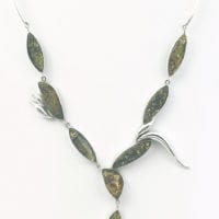 8-Stone Natural Green Amber Y Necklace
