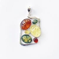 6-Stone Multi-Colored Amber Pendant