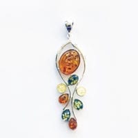 8-Stone Multi-Colored Amber Pendant