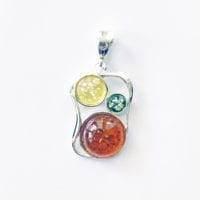 3-Stone Multi-Colored Amber Pendant