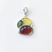 3-Stone Multi-Colored Amber Pendant
