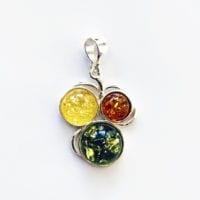 3-Stone Multi-Colored Amber Pendant