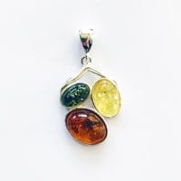 3-Stone Multi-Colored Amber Pendant