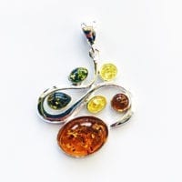 6-Stone Multi-Colored Amber Pendant
