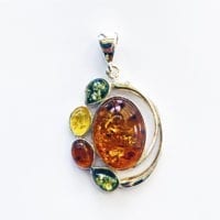 5-Stone Multi-Colored Amber Pendant