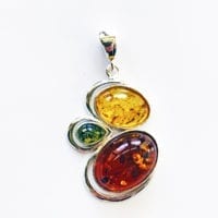 3-Stone Multi-Colored Amber Pendant