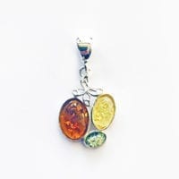 3-Stone Multi-Colored Amber Pendant