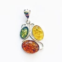 3-Stone Multi-Colored Amber Pendant