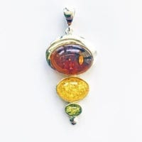 3-Stone Multi-Colored Amber Pendant