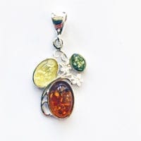 3-Stone Multi-Colored Amber Pendant