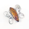 Hand-Crafted Cognac Amber Set In Sterling Silver Large Butterfly Pin & Pendant