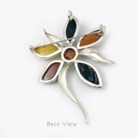 6-Stone Hand-Crafted Multi-Color Amber Set In Sterling Silver Brooch