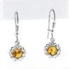Cognac Amber Dangling Earrings Set In Sterling Silver