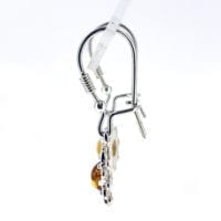 Cognac Amber Dangling Earrings Set In Sterling Silver
