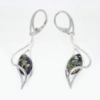 Marquise Shape Green amber Dangling Earrings